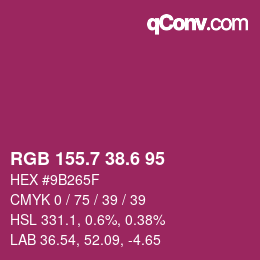 カラーコード: RGB 155.7 38.6 95 | qconv.com