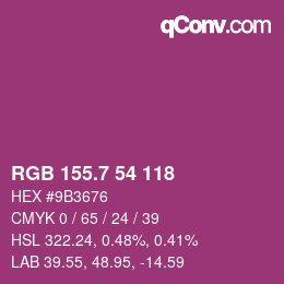 カラーコード: RGB 155.7 54 118 | qconv.com