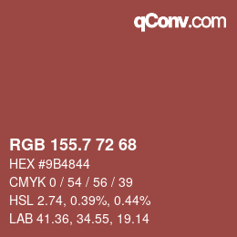 カラーコード: RGB 155.7 72 68 | qconv.com