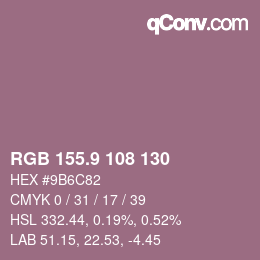 Color code: RGB 155.9 108 130 | qconv.com