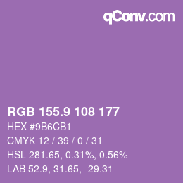 カラーコード: RGB 155.9 108 177 | qconv.com