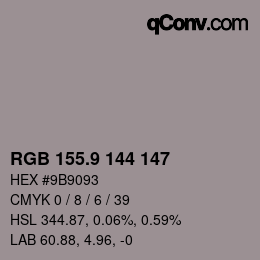 Color code: RGB 155.9 144 147 | qconv.com