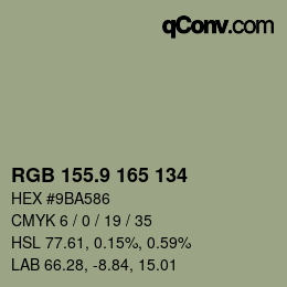 カラーコード: RGB 155.9 165 134 | qconv.com