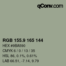 カラーコード: RGB 155.9 165 144 | qconv.com