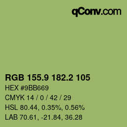 カラーコード: RGB 155.9 182.2 105 | qconv.com