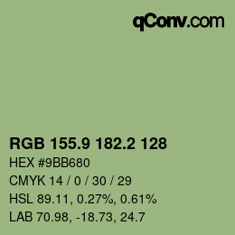 カラーコード: RGB 155.9 182.2 128 | qconv.com
