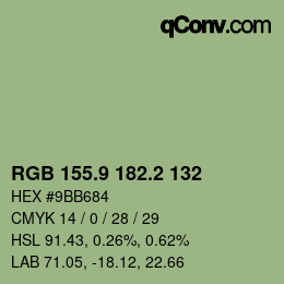 カラーコード: RGB 155.9 182.2 132 | qconv.com