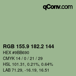 カラーコード: RGB 155.9 182.2 144 | qconv.com