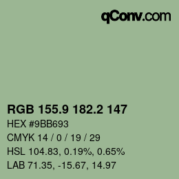 Farbcode: RGB 155.9 182.2 147 | qconv.com