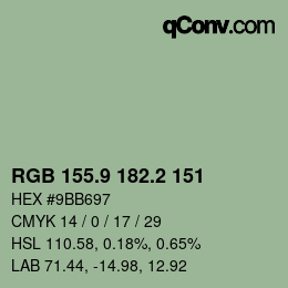カラーコード: RGB 155.9 182.2 151 | qconv.com
