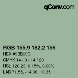 カラーコード: RGB 155.9 182.2 156 | qconv.com
