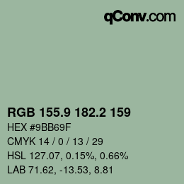 Color code: RGB 155.9 182.2 159 | qconv.com