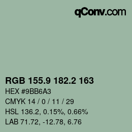 Color code: RGB 155.9 182.2 163 | qconv.com