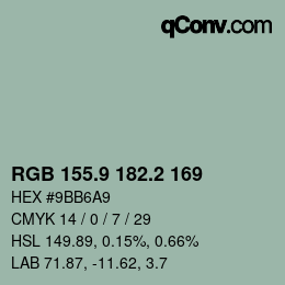 Color code: RGB 155.9 182.2 169 | qconv.com