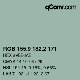 Color code: RGB 155.9 182.2 171 | qconv.com