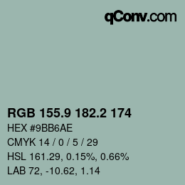 カラーコード: RGB 155.9 182.2 174 | qconv.com