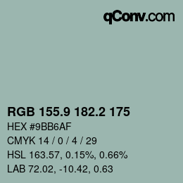 カラーコード: RGB 155.9 182.2 175 | qconv.com