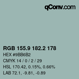 Color code: RGB 155.9 182.2 178 | qconv.com