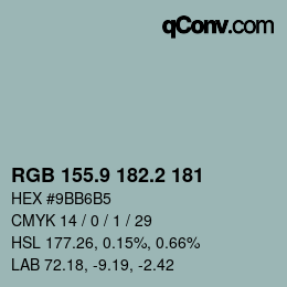 Color code: RGB 155.9 182.2 181 | qconv.com