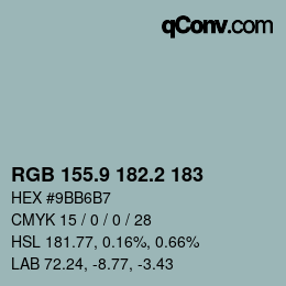 カラーコード: RGB 155.9 182.2 183 | qconv.com