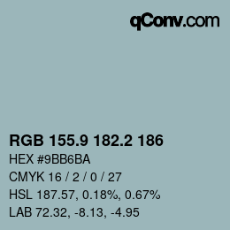 Color code: RGB 155.9 182.2 186 | qconv.com