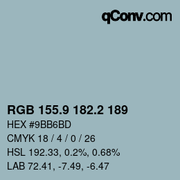 Color code: RGB 155.9 182.2 189 | qconv.com