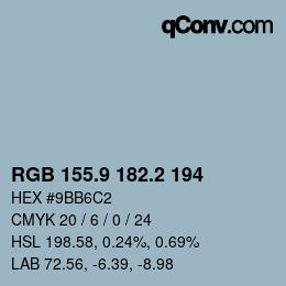 Color code: RGB 155.9 182.2 194 | qconv.com