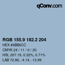 Color code: RGB 155.9 182.2 204 | qconv.com