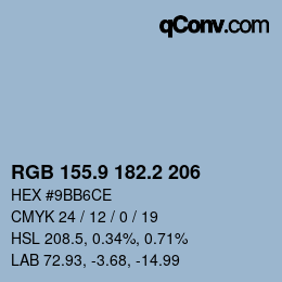 カラーコード: RGB 155.9 182.2 206 | qconv.com
