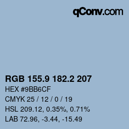 カラーコード: RGB 155.9 182.2 207 | qconv.com