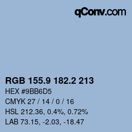 Color code: RGB 155.9 182.2 213 | qconv.com