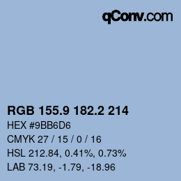 カラーコード: RGB 155.9 182.2 214 | qconv.com