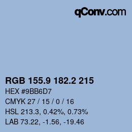 Color code: RGB 155.9 182.2 215 | qconv.com