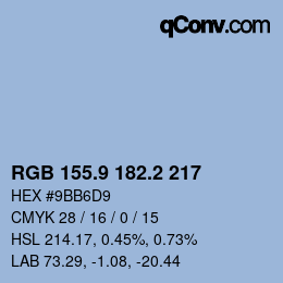Color code: RGB 155.9 182.2 217 | qconv.com