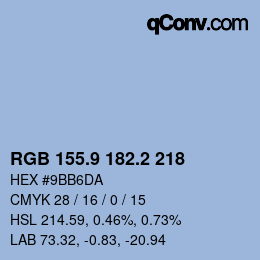 Color code: RGB 155.9 182.2 218 | qconv.com