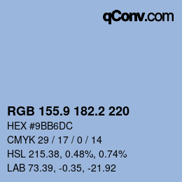 Color code: RGB 155.9 182.2 220 | qconv.com