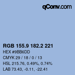 Color code: RGB 155.9 182.2 221 | qconv.com