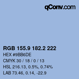 Color code: RGB 155.9 182.2 222 | qconv.com
