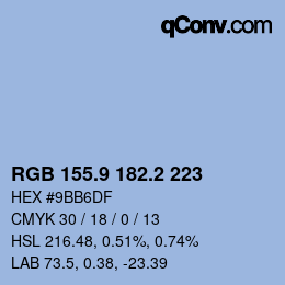 カラーコード: RGB 155.9 182.2 223 | qconv.com