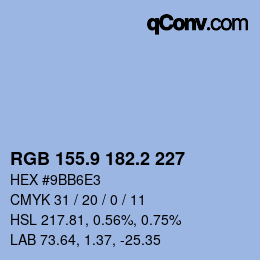 カラーコード: RGB 155.9 182.2 227 | qconv.com