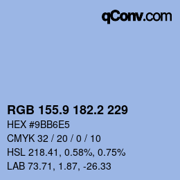 カラーコード: RGB 155.9 182.2 229 | qconv.com