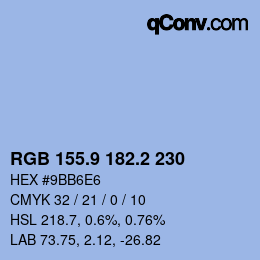Color code: RGB 155.9 182.2 230 | qconv.com