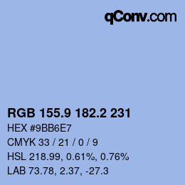 Color code: RGB 155.9 182.2 231 | qconv.com