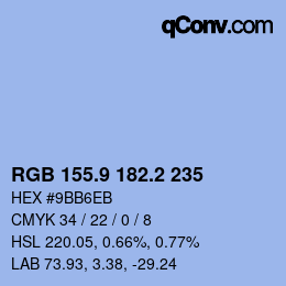 Color code: RGB 155.9 182.2 235 | qconv.com