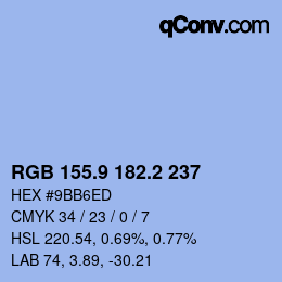 Color code: RGB 155.9 182.2 237 | qconv.com