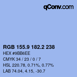 Color code: RGB 155.9 182.2 238 | qconv.com