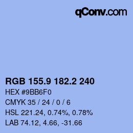 Color code: RGB 155.9 182.2 240 | qconv.com
