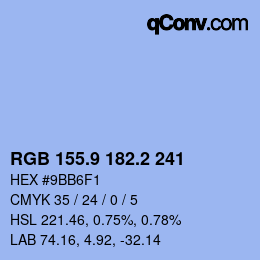 Color code: RGB 155.9 182.2 241 | qconv.com