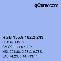 Color code: RGB 155.9 182.2 243 | qconv.com