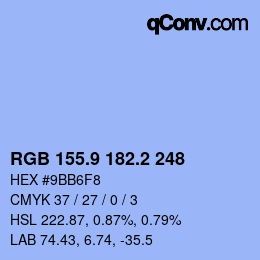 カラーコード: RGB 155.9 182.2 248 | qconv.com